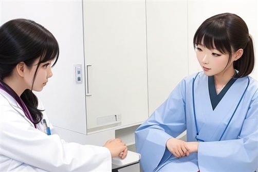 アリシアクリニックの看護師ガ患者さんニ基本的事項を説明する風景